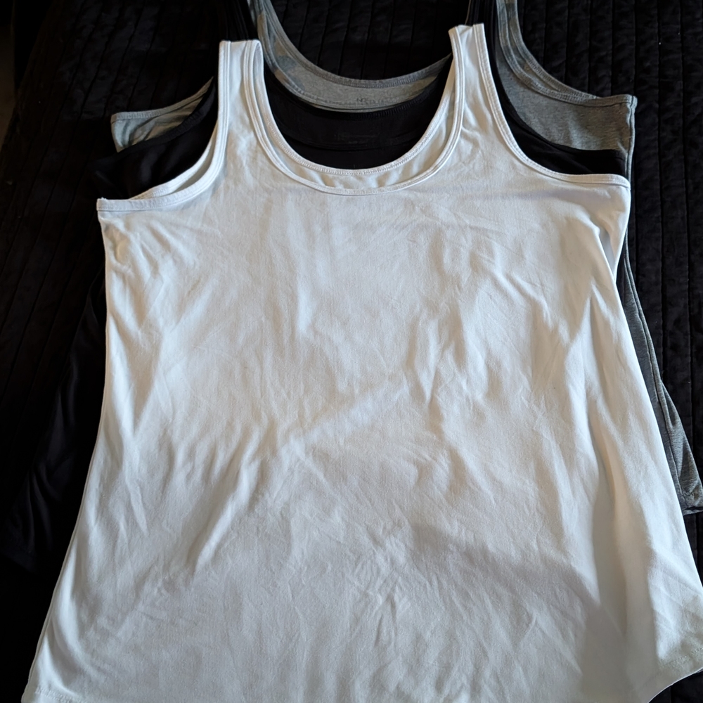 Women's 3 Tanks Top Set: White, Grey and Black Bundle